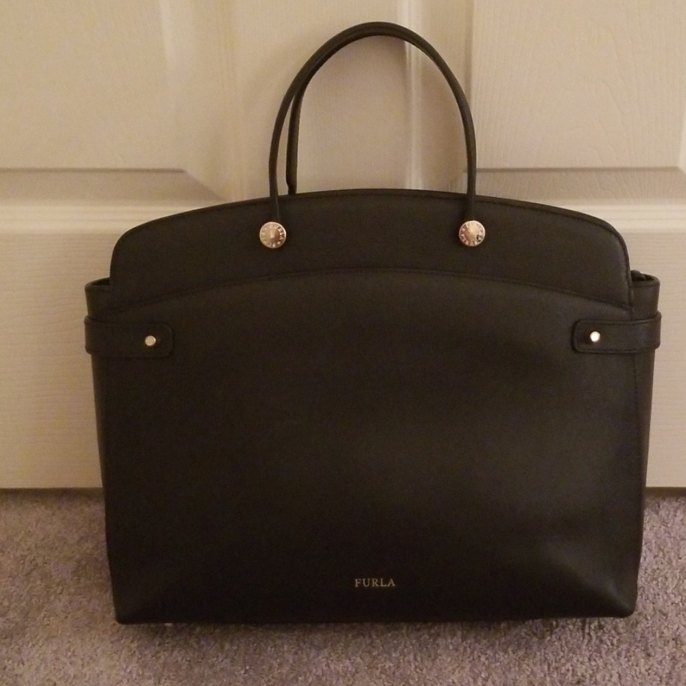 Black Furla leather tote.